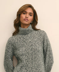 Merino Wool Blend Marled Cable-Knit Turtleneck Sweater / Brooks Brothers Sale