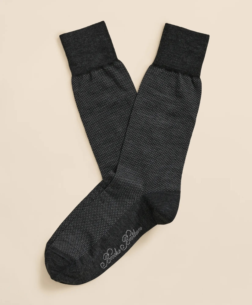 Merino-Wool-Blend Mini Dot Socks / Brooks Brothers Men