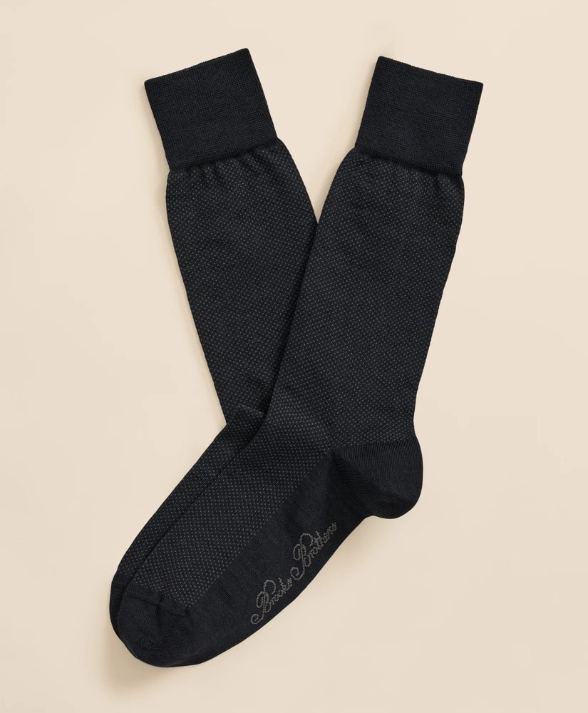 Merino-Wool-Blend Mini Dot Socks / Brooks Brothers Men