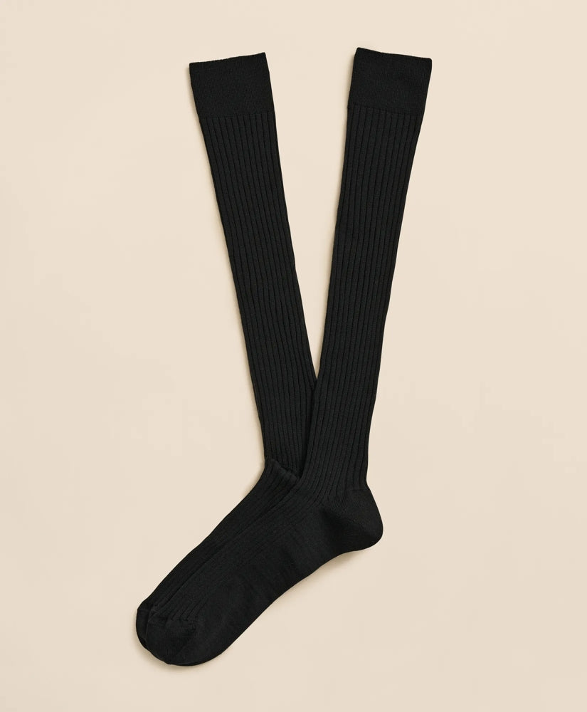 Merino Wool Blend Over-the-Calf Ribbed Socks / Brooks Brothers Men