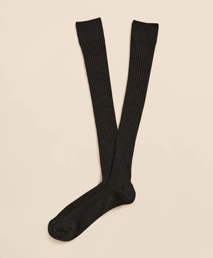 Merino Wool Blend Over-the-Calf Ribbed Socks / Brooks Brothers Men