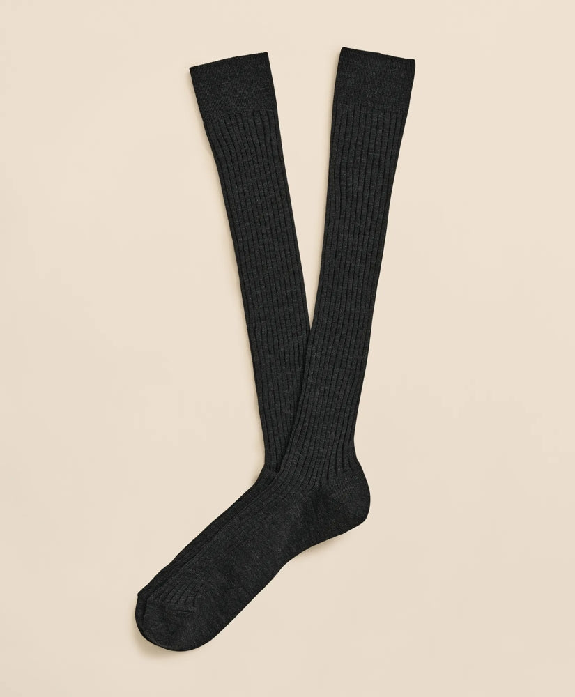 Merino Wool Blend Over-the-Calf Ribbed Socks / Brooks Brothers Men