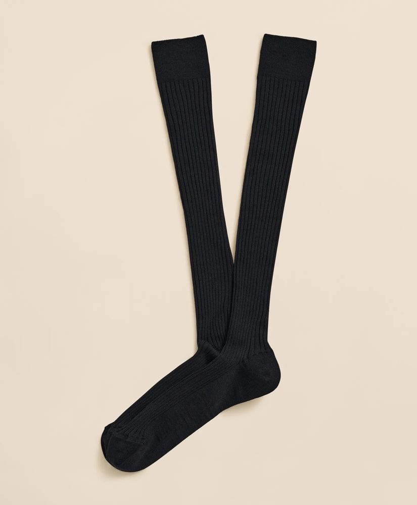 Merino Wool Blend Over-the-Calf Ribbed Socks / Brooks Brothers Men