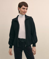 Merino Wool Blend Peplum Zip Cardigan / Brooks Brothers Sale