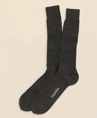 Merino Wool Ribbed Crew Socks / Brooks Brothers Men