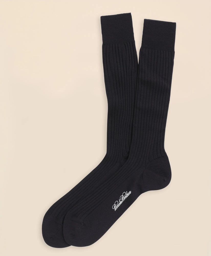 Merino Wool Ribbed Crew Socks / Brooks Brothers Men