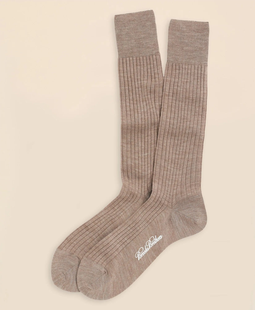 Merino Wool Ribbed Crew Socks / Brooks Brothers Men