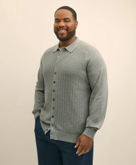 Mini-Cable Knit Polo Cardigan, Big & Tall / Brooks Brothers Sale
