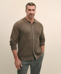 Mini-Cable Knit Polo Cardigan, Big & Tall / Brooks Brothers Sale