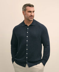 Mini-Cable Knit Polo Cardigan, Big & Tall / Brooks Brothers Sale