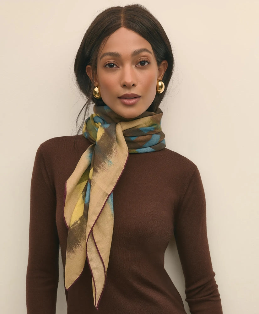 Modal Cashmere Plaid Brush Stroke Scarf / Brooks Brothers Sale