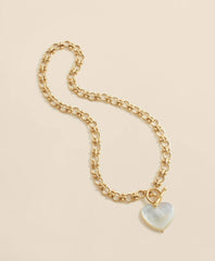 Necklace with Mother-Of-Pearl Heart Pendant / Brooks Brothers Women