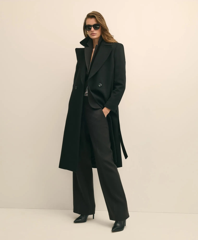Notch Collar Coat in Water-Repellent Brushed-Twill Wool / Brooks Brothers Women