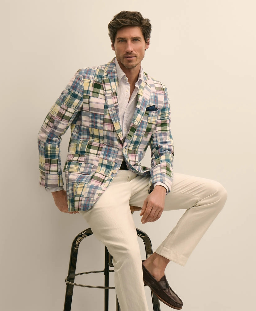 No. 1 Sack Sport Coat in Cotton Patchwork Madras / Brooks Brothers Tailored