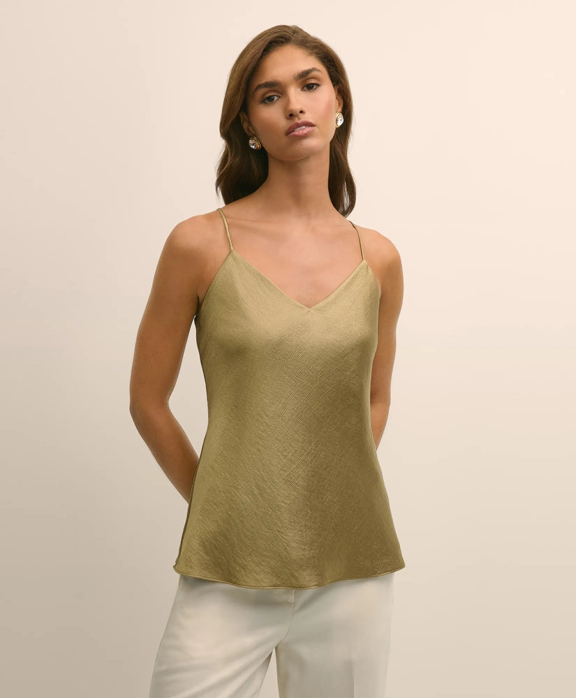 Viscose Bronze-Gold V-Neck Camisole / Brooks Brothers Sale