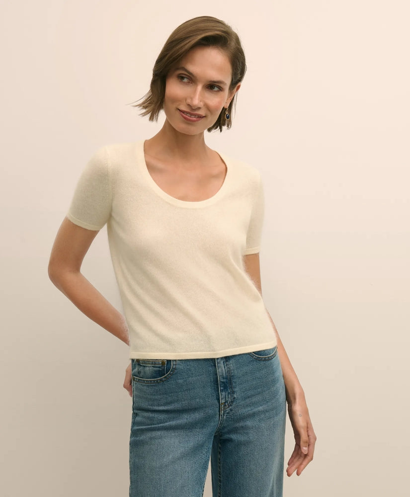 Wool-Cashmere Blend Brushed Short-Sleeve Sweater Shell / Brooks Brothers Sale