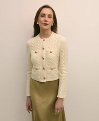 Merino Wool-Cashmere Blend Cable-Knit Cardigan / Brooks Brothers Sale