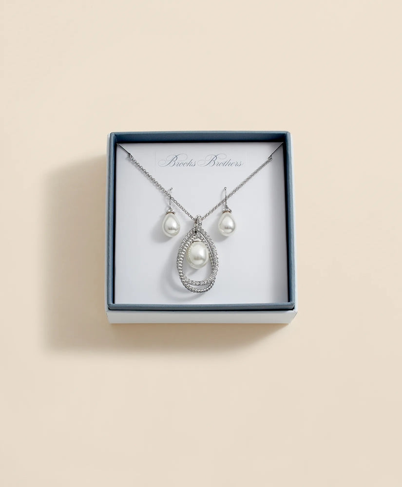Orbital Interlocking Faux- Pearl and Crystal Set / Brooks Brothers Women