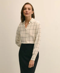 Relaxed Silk Windowpane Blouse / Brooks Brothers Sale