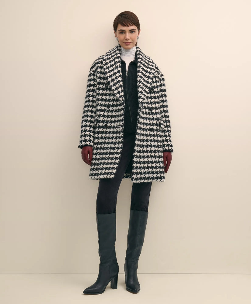 Oversized Wool Houndstooth Coat / Brooks Brothers Sale