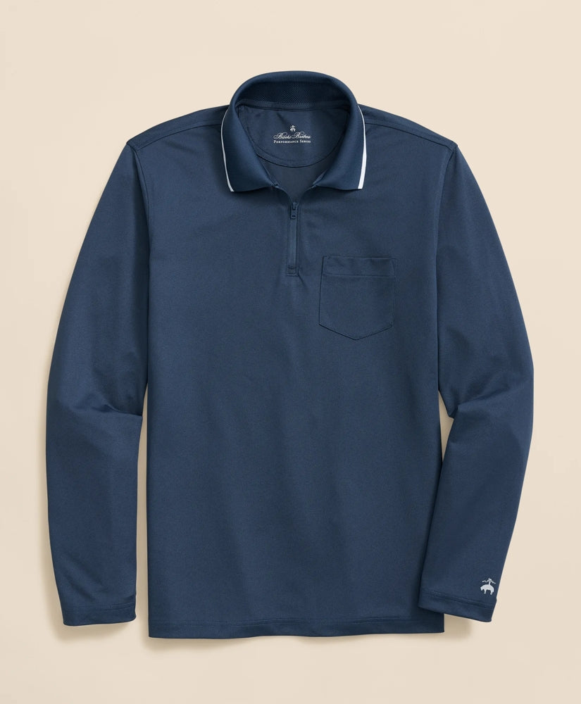 Performance Series Long-Sleeve Zip-Neck Polo Shirt / Brooks Brothers Sale
