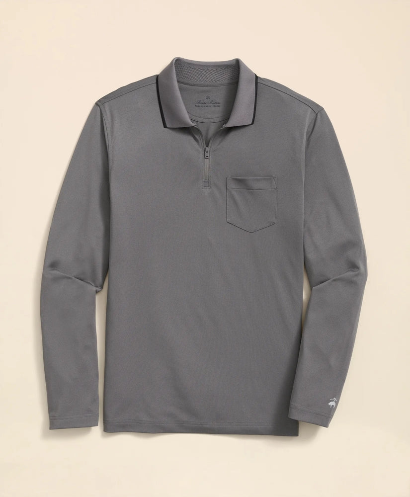 Performance Series Long-Sleeve Zip-Neck Polo Shirt / Brooks Brothers Sale