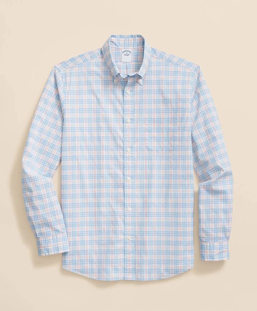 Performance Series Stretch Polo Button-Down Collar, Checked Sport Shirt / Brooks Brothers Sale
