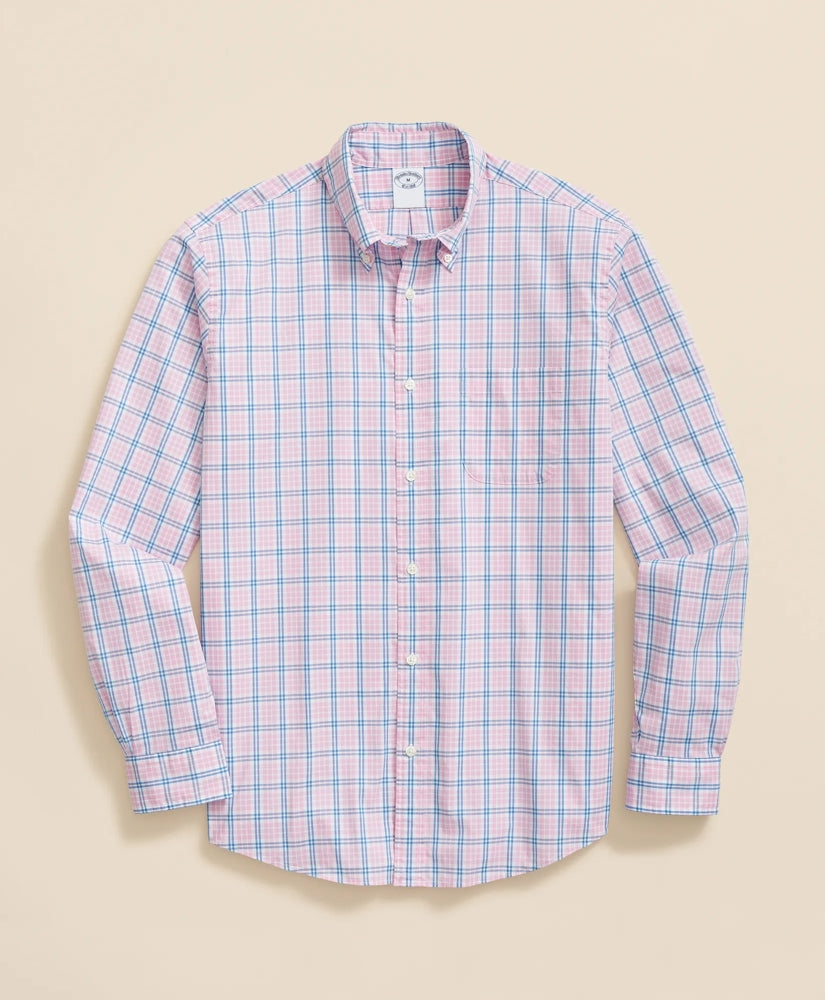 Performance Series Stretch Polo Button-Down Collar, Checked Sport Shirt / Brooks Brothers Sale