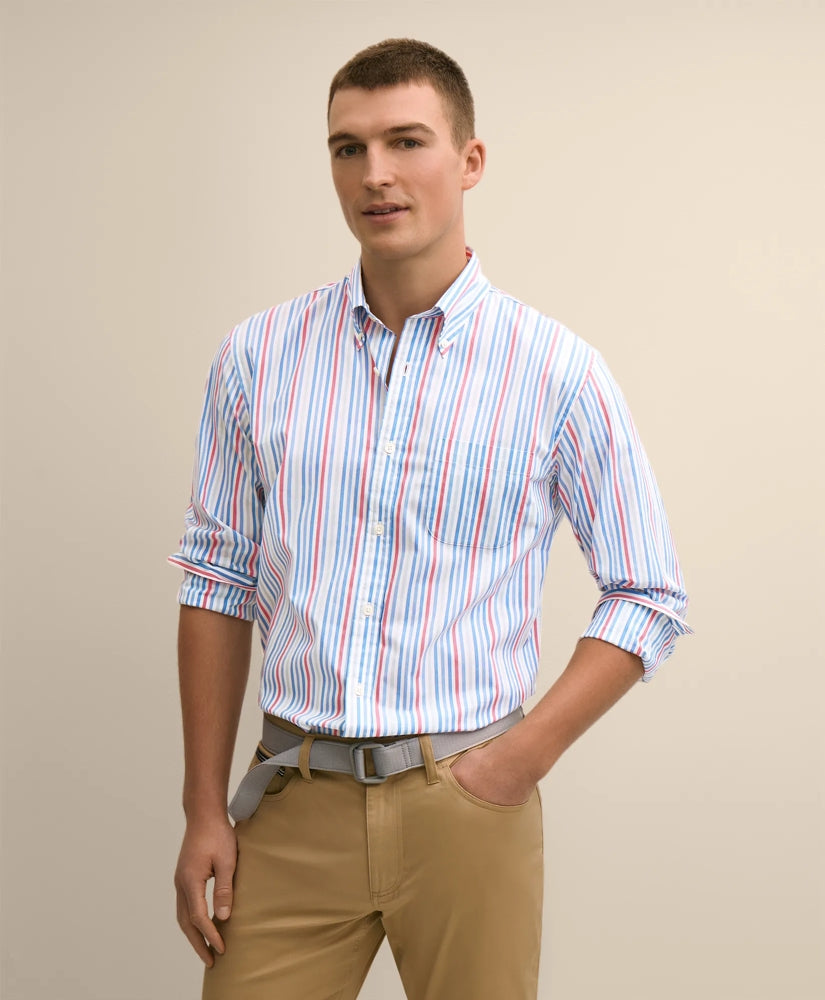 Performance Series Stretch Polo Button-Down Collar, Multi-Stripe Sport Shirt / Brooks Brothers Shirts