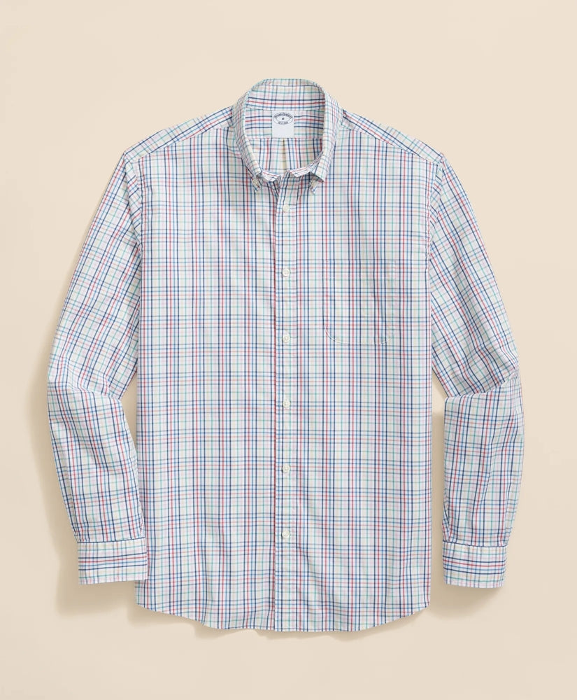 Performance Series Stretch Polo Button-Down Collar, Windowpane Sport Shirt / Brooks Brothers Sale