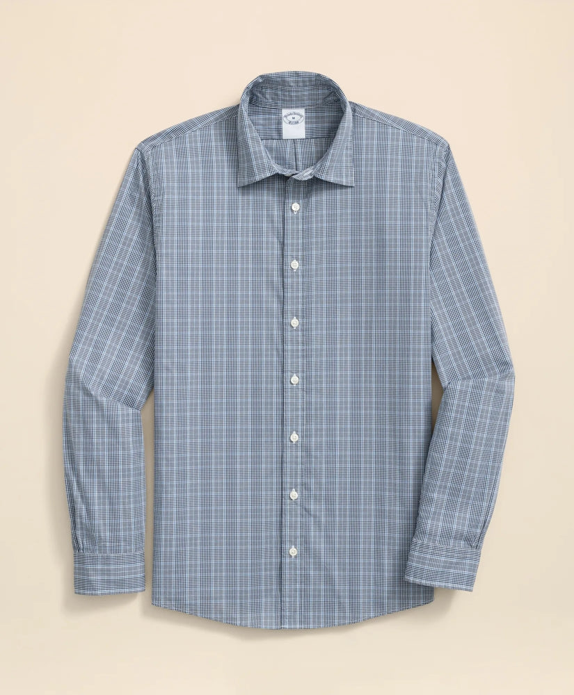 Performance Series Stretch Spread Collar, Glen Plaid Sport Shirt / Brooks Brothers Sale