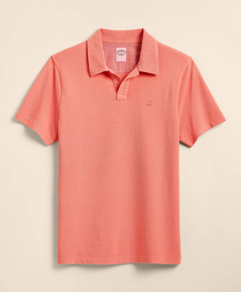 Cotton Pique Garment-Dyed Johnny Collar Polo Shirt / Brooks Brothers Men