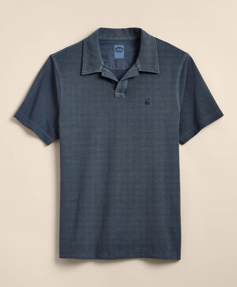 Cotton Pique Garment-Dyed Johnny Collar Polo Shirt / Brooks Brothers Men