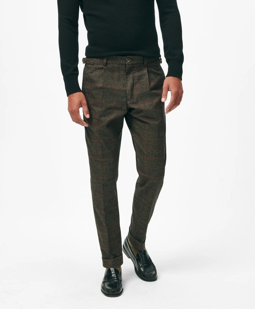Pleated Side-Tab Pants in Check Cotton Blend / Brooks Brothers Sale