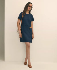 Ponte Short-Sleeve Mini Dress With Buckle Detail / Brooks Brothers Sale