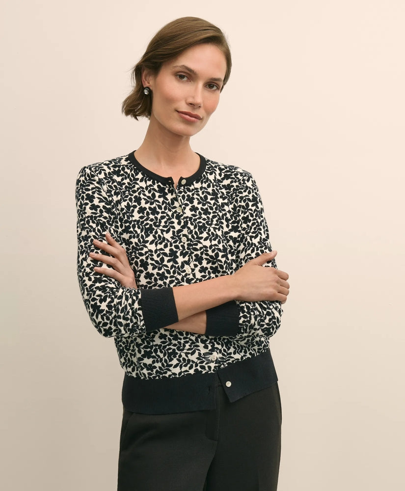 Leaf Print Cotton Cardigan / Brooks Brothers Sale