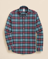 Portuguese Flannel Polo Button Down Collar, Stewart Tartan Shirt / Brooks Brothers Sale