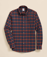 Portuguese Flannel Polo Button Down Collar, WIndowpane Shirt / Brooks Brothers Sale