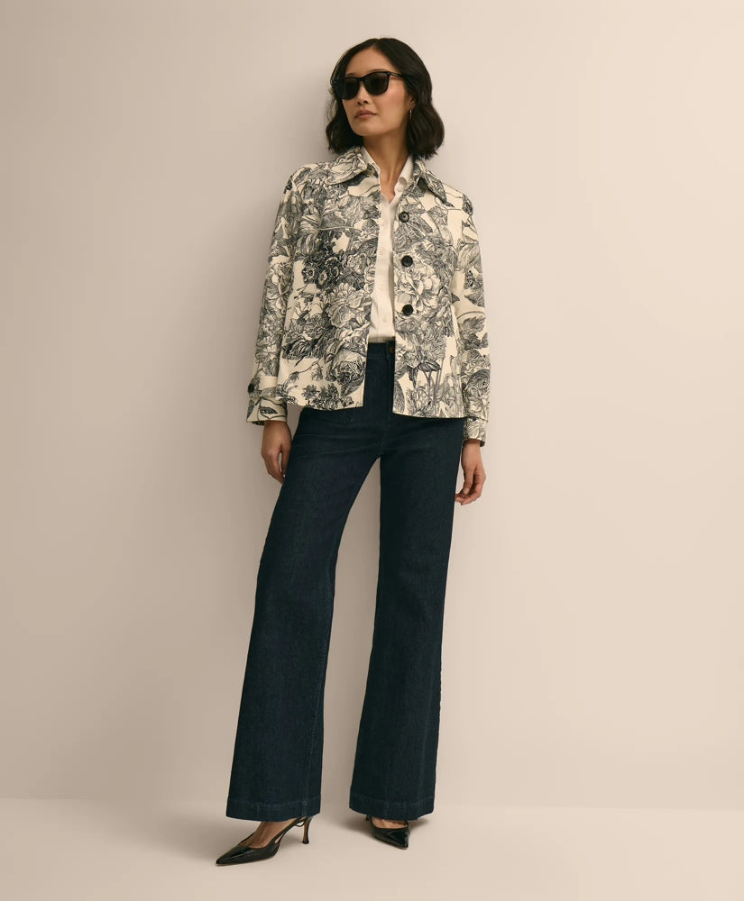 Relaxed Cotton Twill Floral Jacket / Brooks Brothers Women