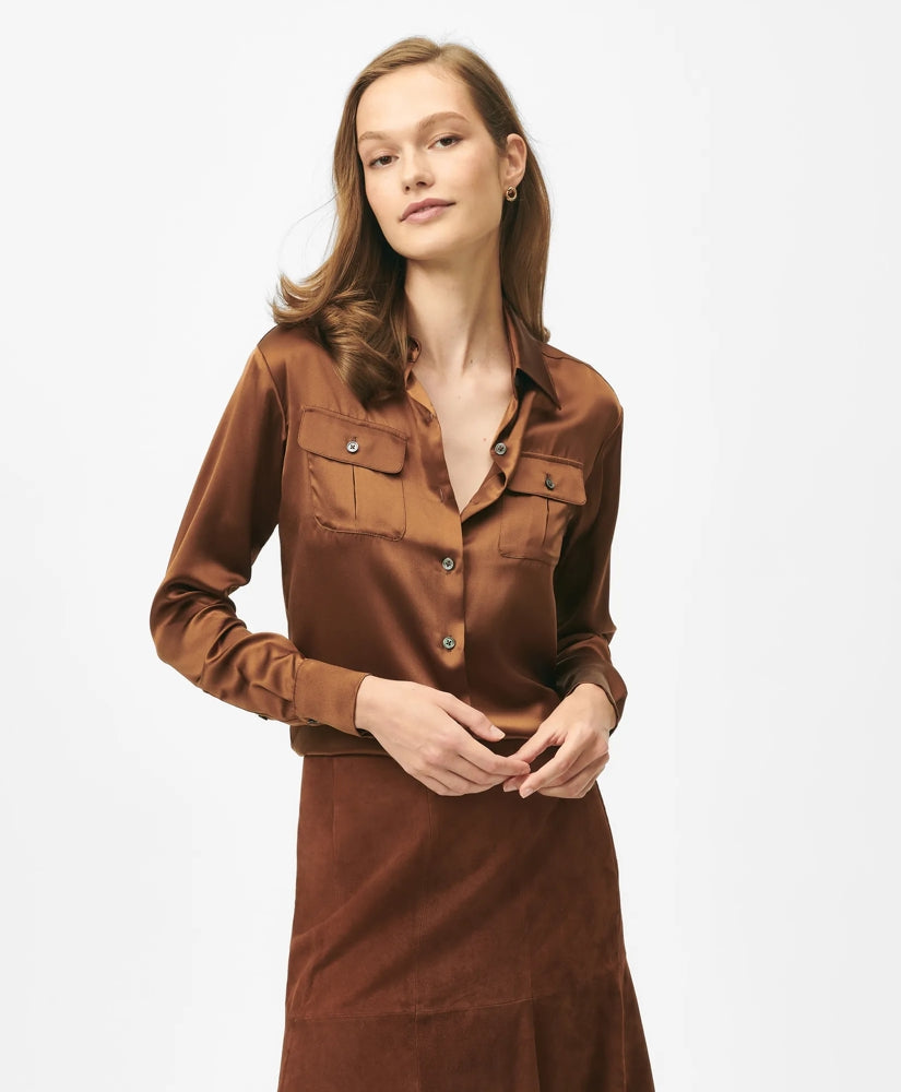 Relaxed Utility Blouse in Washable Silk / Brooks Brothers Shirts