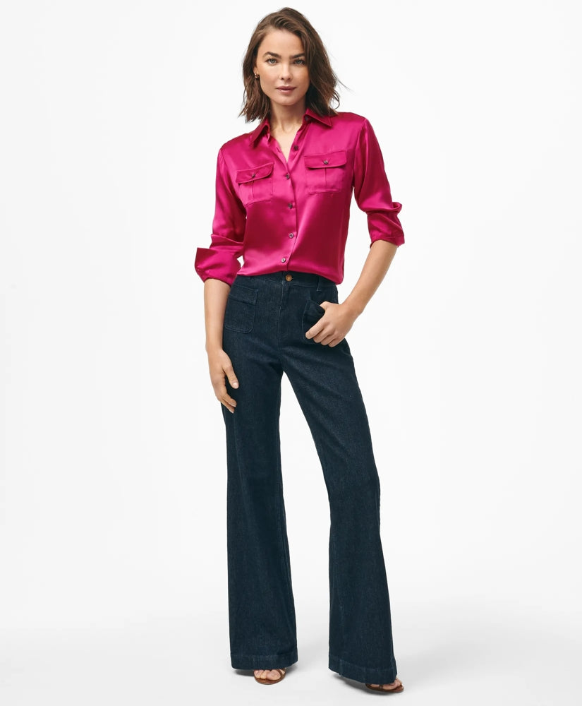 Relaxed Utility Blouse in Washable Silk / Brooks Brothers Shirts