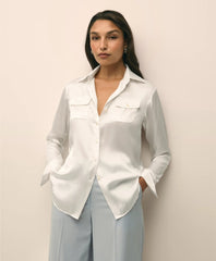 Relaxed Utility Blouse in Washable Silk / Brooks Brothers Shirts
