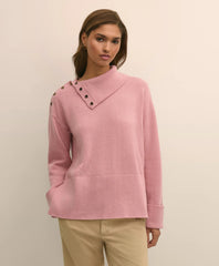 Relaxed Wool-Blend Foldover Snap Collar Sweater / Brooks Brothers Sale