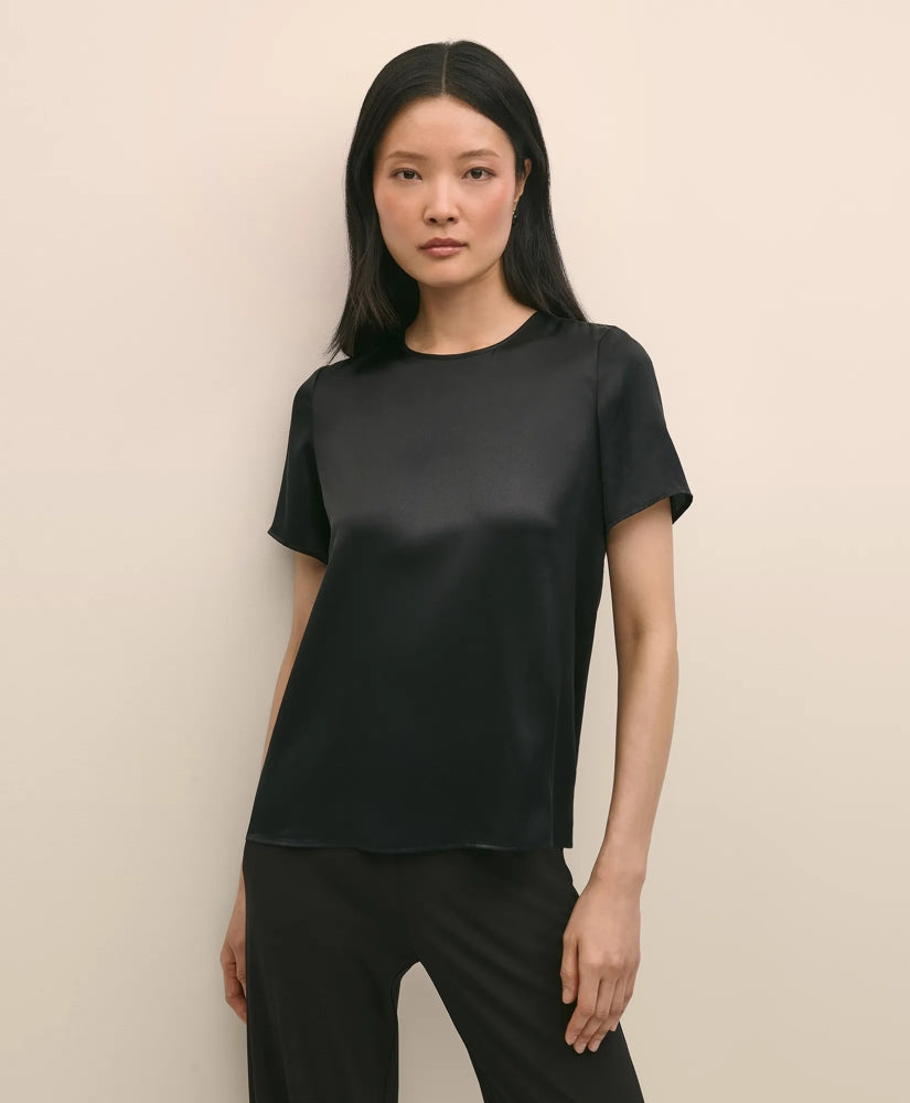 Short-Sleeve Top in Washable Silk Charmeuse / Brooks Brothers Women