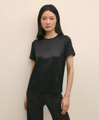 Short-Sleeve Top in Washable Silk Charmeuse / Brooks Brothers Women