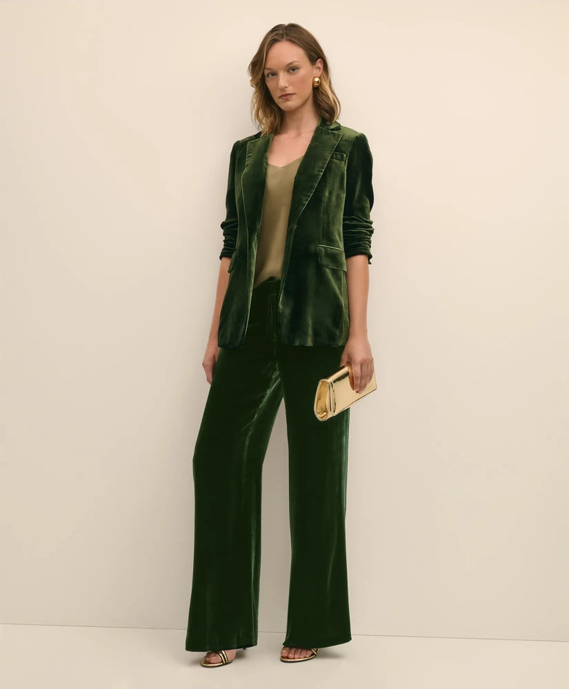 Silk Blend Drapey Velvet Wide-Leg Trouser / Brooks Brothers Sale