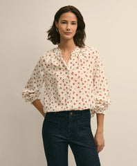 Silk-Cotton Floral Print Blouse / Brooks Brothers Sale