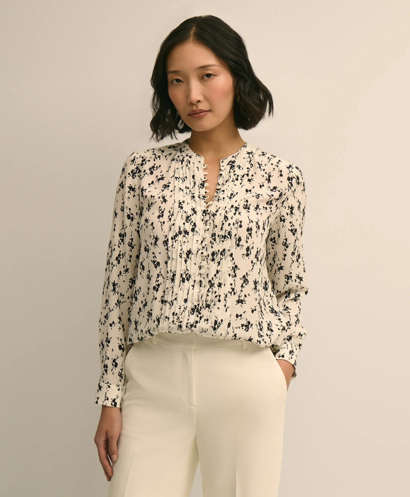 Silk Floral Print Blouse / Brooks Brothers Sale