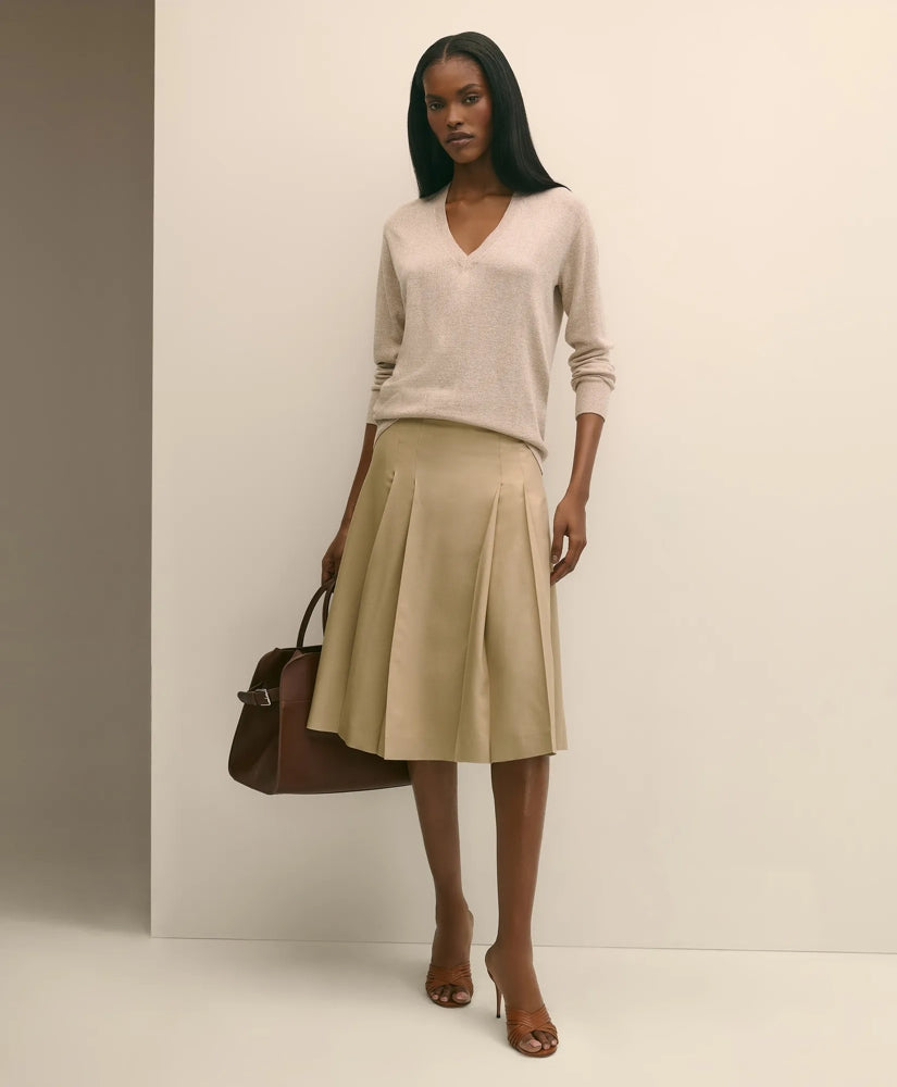 Silk V-Neck Marled Knit Relaxed Sweater / Brooks Brothers Sale
