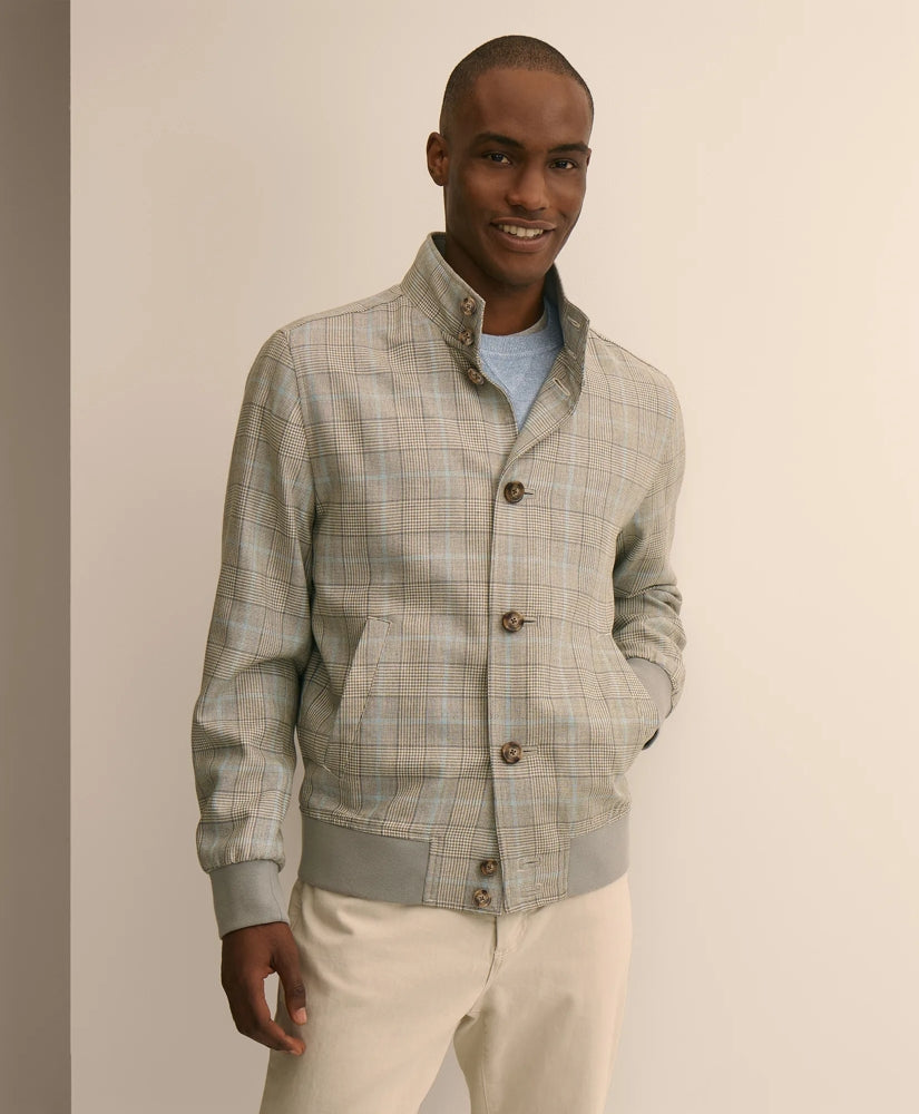 Silk-Wool Glen Plaid Bomber Jacket / Brooks Brothers Men